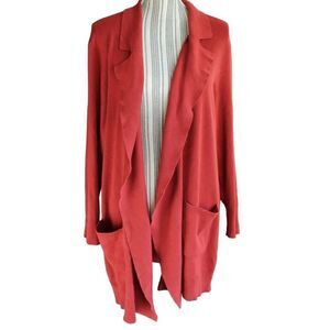 Womens Open Front Burnt Orange Long Cardigan Size 1X